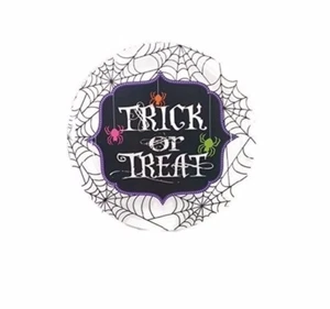 Platos de almuerzo o cena de Halloween truco o trato arañas y telarañas 12 unidades - Imagen 1 de 1
