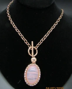 Kenneth Jay Lanes ovale simulierte PINKE Edelstein 18" Rosetone Halskette 99 $ - Bild 1 von 14
