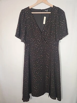 Mini Vestido Madewell Manga Capa Negro con Lunares Metálicos Cobre Para Mujer 12 Nuevo Con Etiquetas Foto 1 de 4