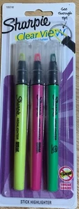 Sharpie® Clear View Highlighters Assorted Colors Pack Of 3 FREE SHIPPING - Picture 1 of 2
