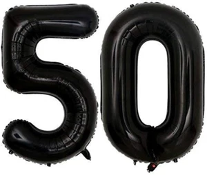 Palloncini 40 Pollici Jumbo Nero 50 Numeri per Decorazioni Festa Compleanno 50° Anno O - Foto 1 di 12