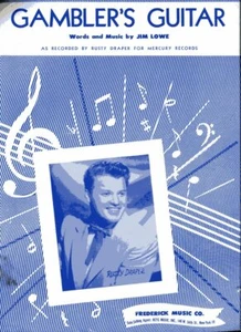 JIM LOWE Gambler's Guitar vintage sheet music 1953 Rusty Draper cover photo - Picture 1 of 1