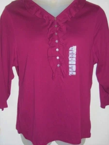 Camicia donna CHARTER CLUB viola con volant e bottoni nuova con etichetta 3X 2X? - Foto 1 di 1