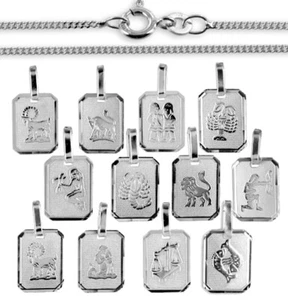 925 ECHT SILBER *** Anhänger Sternzeichen rechteckig 23 mm, Kette optional  - Bild 1 von 7