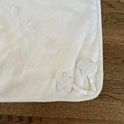 Vintage 2000 Gymboree Applique Embroidered Star Baby Blanket Solid White 30x36 - Image 1 of 4