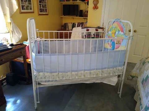 Antique, iron crib. New 1912,  New Mattress in 2006 Cover