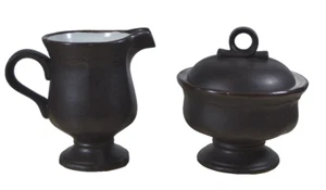 VTG MIKASA PEASANTRIES "EARLY MORN/APPLE CIDER/MCDONALDS FARM" BROWN CREAM/SUGAR - Picture 1 of 7