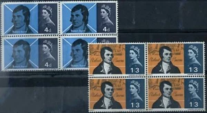 GB QEII 1966 SG#685p-686p Robert Burns MNH Phosphor Blocks Set #W28176 - Picture 1 of 1