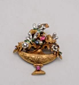 Original by Robert Vintage Brosche Anstecknadel oder Anhänger Blume Floral Glas Strass - Bild 1 von 7