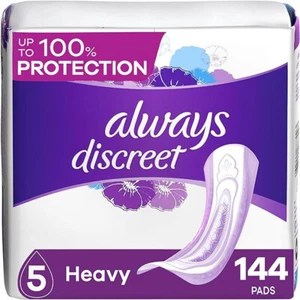 Always Discreet Incontinence & Postpartum Incontinence Pads Women SIZE 5 144 CT