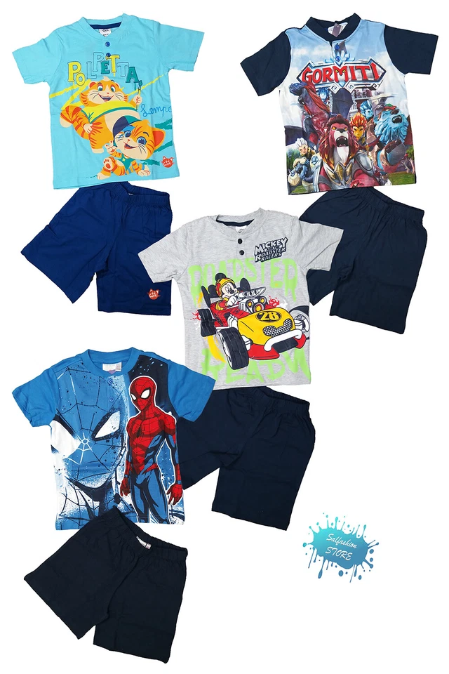 Pijama Bebé Corto Algodón Disney Mickey Spiderman Gormiti 44 Gatos 3/8 Edades Foto 1 de 1