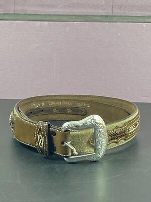 Top de hombre Nocona marrón y beige con cinturón superpuesto N2475702 talla 38 vintage Foto 1 de 4