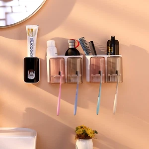 Set Di Dispenser Automatico Di Dentifricio Portaspazzolino, Con Ventosa Super Ad - Foto 1 di 12