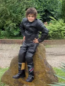 Baby Biker Toddler Jim Leather Infant Motorcycle Motorbike Trousers Black T - Picture 1 of 3