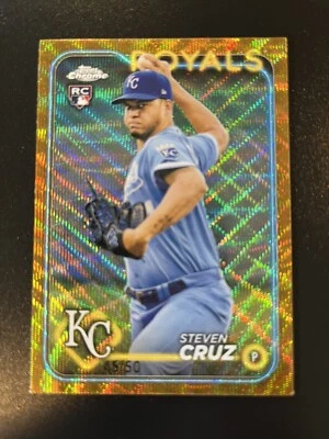 2024 Topps Chrome #187 Steven Cruz Gold Wave Refractor /50 RC Royals - Image 1 of 2