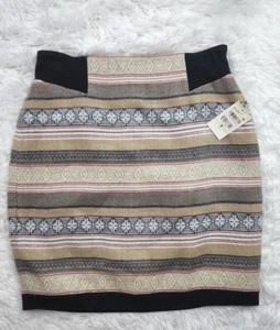 [483] NWT Rachel Roy Size 4 Beige Pink Aztec Elastic Waist Zip Mini Skirt  - Bild 1 von 6