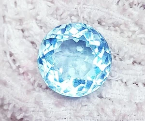 Aquamarine Round Cut 12.80+ Ct Certified Loose Gemstone With Free Gift - Picture 1 of 8