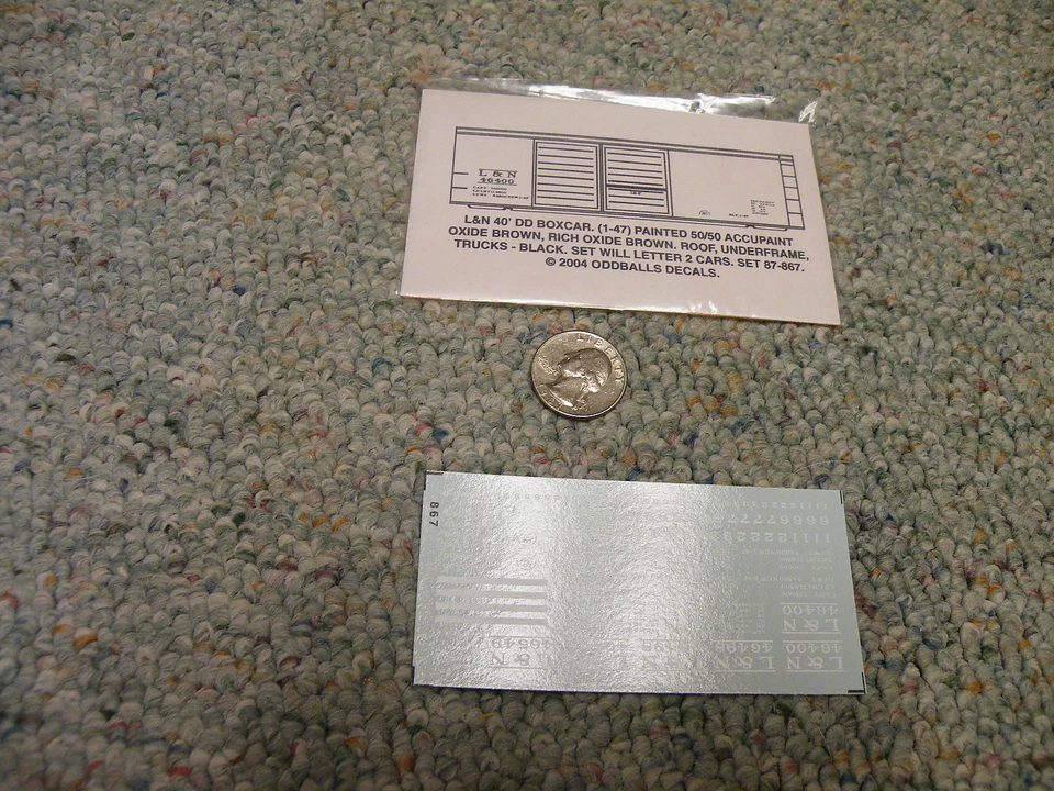 Oddballs decals HO Louisvelle L and N 40' DD Box car ptd brown does 2 cars  M137 - Image 1 of 1