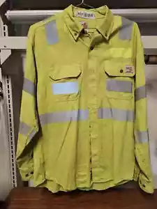 Carhartt 4XL-LJ Flame Resistant Yellow Safety Stripe FR Work Shirt (GOOD) B* - Picture 1 of 2