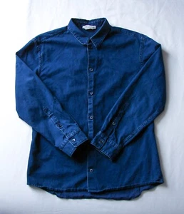 Men's Gabriela Hearst Indigo Blue Collared Long Sleeve Button Up Quevedo Shirt - Picture 1 of 7
