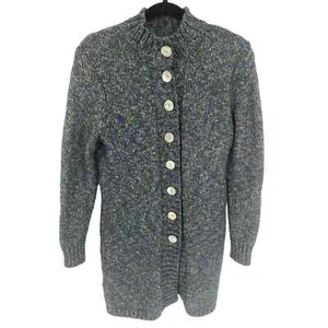Caribean Joe Womens S Gray round neck buttoned long sleeve Long Sweater cardigan - Picture 1 of 4