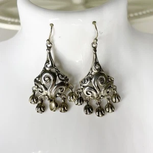 Pendientes de araña vintage de plata de ley .925 con cuentas colgantes THAI - Imagen 1 de 24