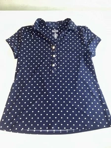 Croft Barrow Knit Top Womens PXS Blue Polka Dot Collared Tank Poly Blend Golf - Picture 1 of 3
