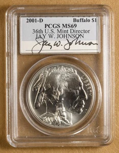 2001 D Buffalo Commemorative Silver Dollar PCGS MS69 - Picture 1 of 2