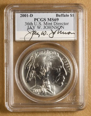 2001 D Buffalo Commemorative Silver Dollar PCGS MS69 - Image 1 of 2