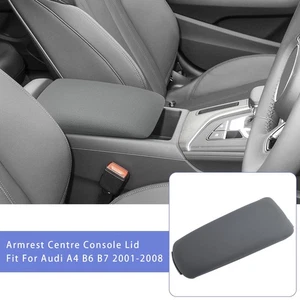 Black Leather Armrest Centre Console Lid For Audi A4 B6 B7 2001-08 8E0864245E QF - Picture 1 of 21