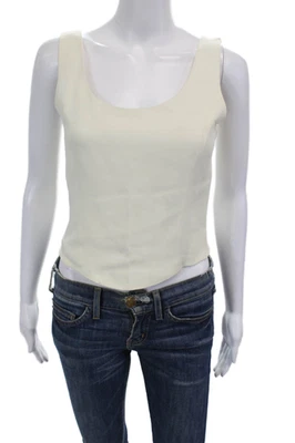 Top corto Moschino barato y elegante para mujer sin mangas cuello redondo blanco talla 8 Foto 1 de 4