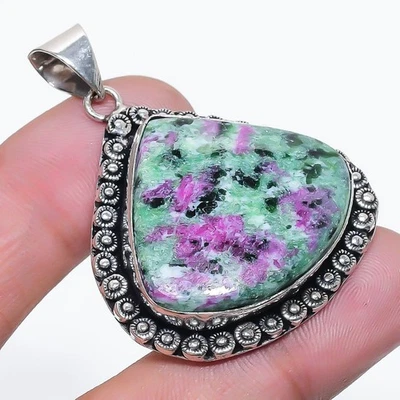 Colgante de piedras preciosas de zoisita rubí hecho a mano regalo de Acción de Gracias joyería 2,7" FP 3021 Foto 1 de 4