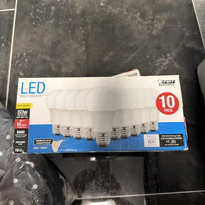 Feit Electric A19 E26 (Medium) LED Bulb Daylight 60 Watt Equivalence 10 pk - Image 1 of 2