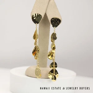 Ippolita 18K Yellow Gold Hammered Dangle Clip Earrings - Picture 1 of 3