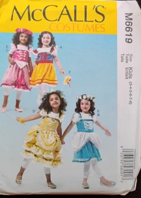 Disfraces de princesa McCall's M6619 para niños talla 3-8 Disney sin cortar Foto 1 de 3