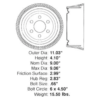 For Dodge Dakota 1991-2002 Centric 123.67022 C-Tek Standard Rear Brake Drum - Image 1 of 1