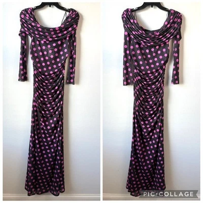 AFRM Thelma Off The Shoulder Mesh Maxi Dress Cosmo Polka Dot L - Image 1 of 4