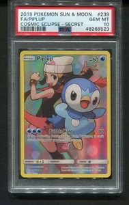 2019 Pokemon Sun & Moon Piplup Full Art FA Cosmic Eclipse Secret #239 PSA 10 - Picture 1 of 2