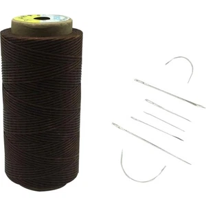 Garn Wachs 260m 1mm mit 7 Nadeln Bastel Nähfaden für Lederhandwerk - Bild 1 von 2