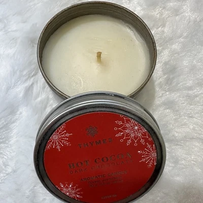 Thymes Hot Cocoa Dark Chocolate Travel Tin Candle 2.5 oz Discontinued NEW READ - Image 1 of 3