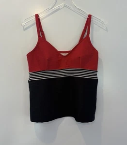 Camiseta de natación Tankini Lands End para mujer de punto acanalado a rayas talla 12 - Imagen 1 de 3