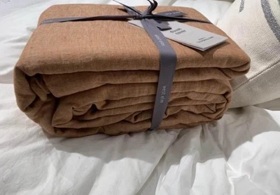 New  West Elm European Flax Melange Linen King Duvet  Terracotta Orange NWT - Image 1 of 4