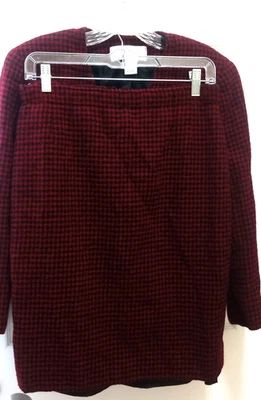 Conjunto de falda blazer vintage para mujer talla 8 pata de gallo rojo lana 2 piezas vacaciones Foto 1 de 4