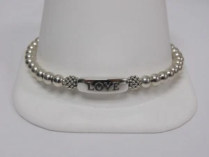 Designer LAGOS Sterling Silver Signature Caviar Stretch "LOVE" Bracelet - Picture 1 of 6