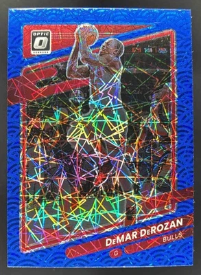 2021 Panini Donruss Optic DeMar DeRozan Blue Velocity Prizm #28 Bulls - Image 1 of 4