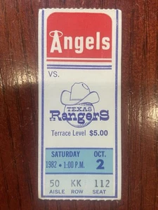 California Angels Vs Texas Rangers Ticket Stub For October 2, 1982 - Picture 1 of 2