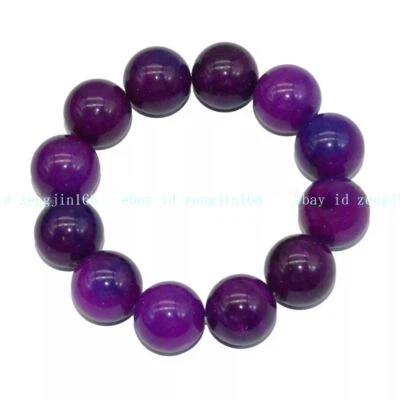 Enorme brazalete elástico de cuentas redondas de piedras preciosas de 20 mm púrpura natural de 7,5"" Foto 1 de 4