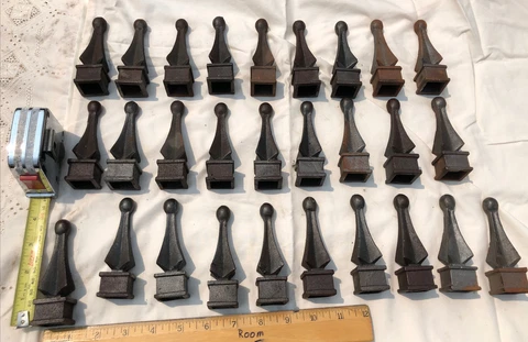 28 -1950/60’s Cast Iron Church Gate Fleur de Lis Finials Old Widows Walk Gothic Cover