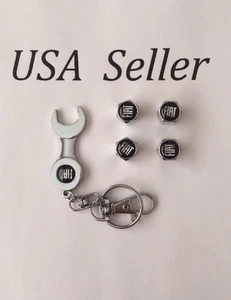 4pcs Fiat Wheel Tire Valve Stem Caps Air Dust Covers Auto Car And Keychain - Picture 1 of 3
