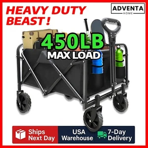 Folding Wagon Heavy-Duty Collapsible Cart Foldable Trolley Utility Cart w/ Wheel - Picture 1 of 15